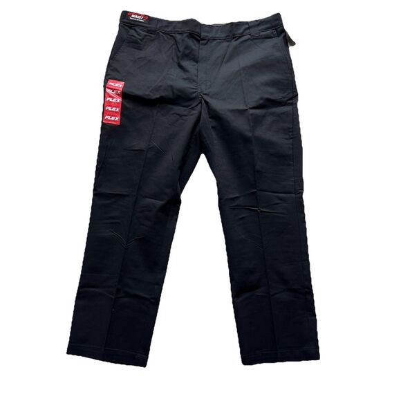 Dickies Black Flex Active Waist Regular Fit Straight Leg Twill Work Pant 46x32 - Picture 1 of 2